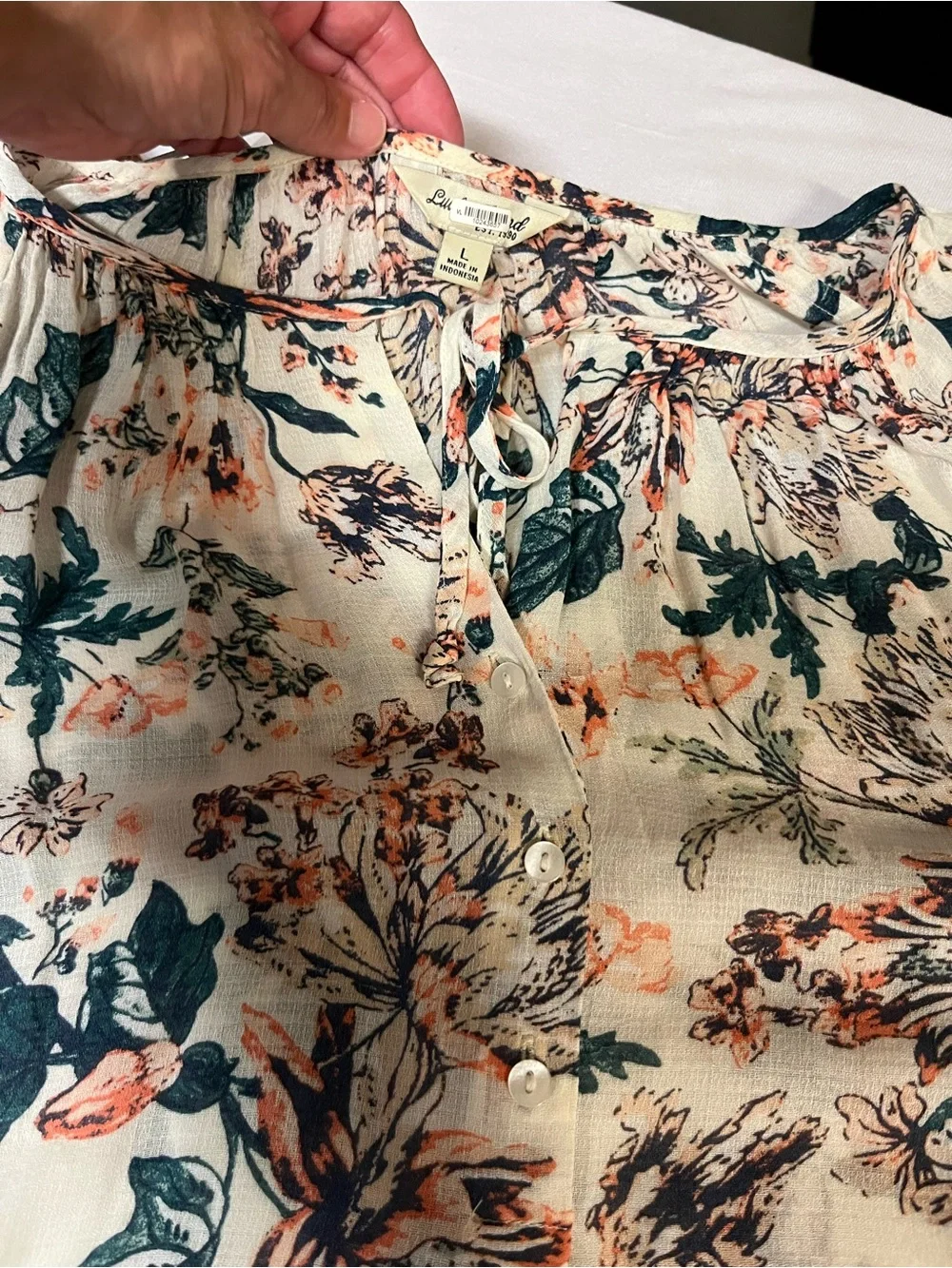 Lucky Brand Floral Popover Blouse Women’s L Boho Cottagecore Romantic Peasant